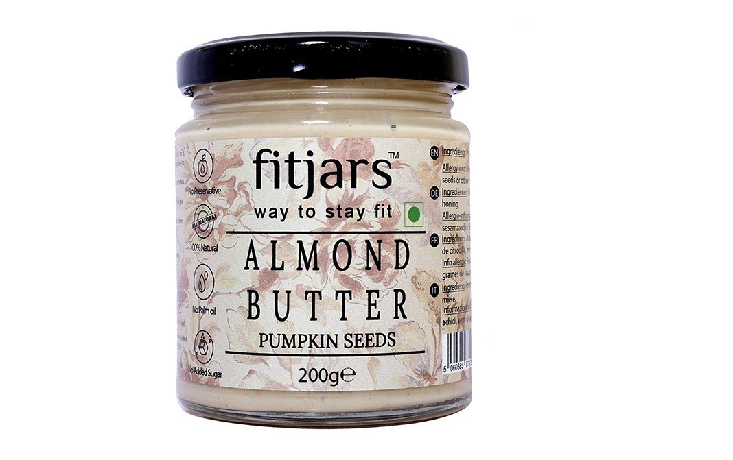 Fitjars Almond Butter with Pumpkin Seeds    Glass Jar  200 grams